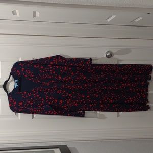 Draper James scattered heart wrap dress. Size XXL. Navy blue and red